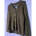 J-Mark Brown V-neck Chunky-Knit Button Front Cardigan Sweater Women's Size Large