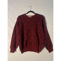 Vintage James Pringle Red Black Striped Logo Pure Wool Sweater Crewneck Pullover Medium