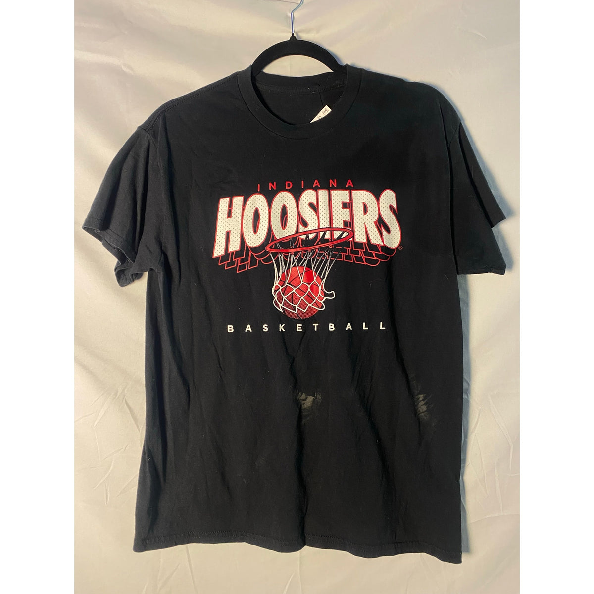 Gildan Indiana Hoosiers Basketball Black Graphic Print T-shirt Crewneck Large