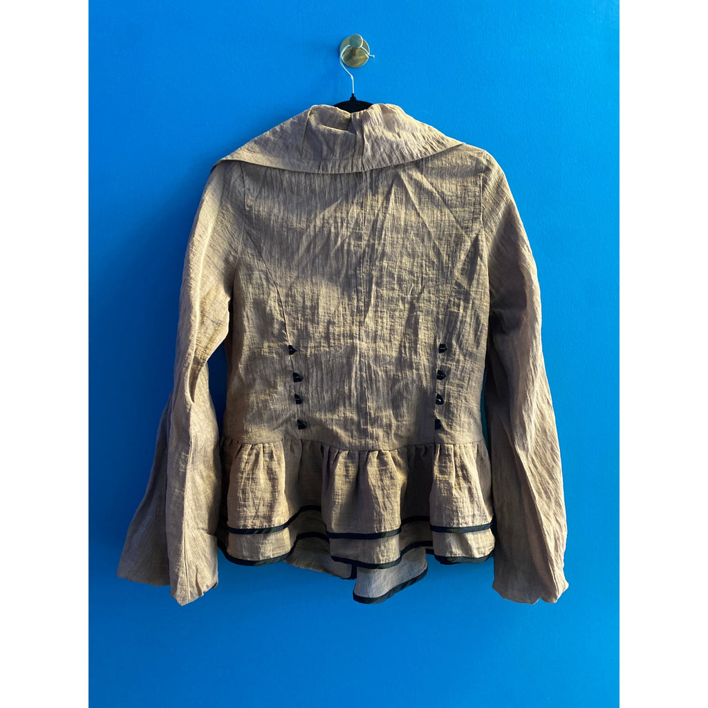 Vintage 90's Design Today's Tan Metallic Flared Sleeve Two Button Jacket Medium