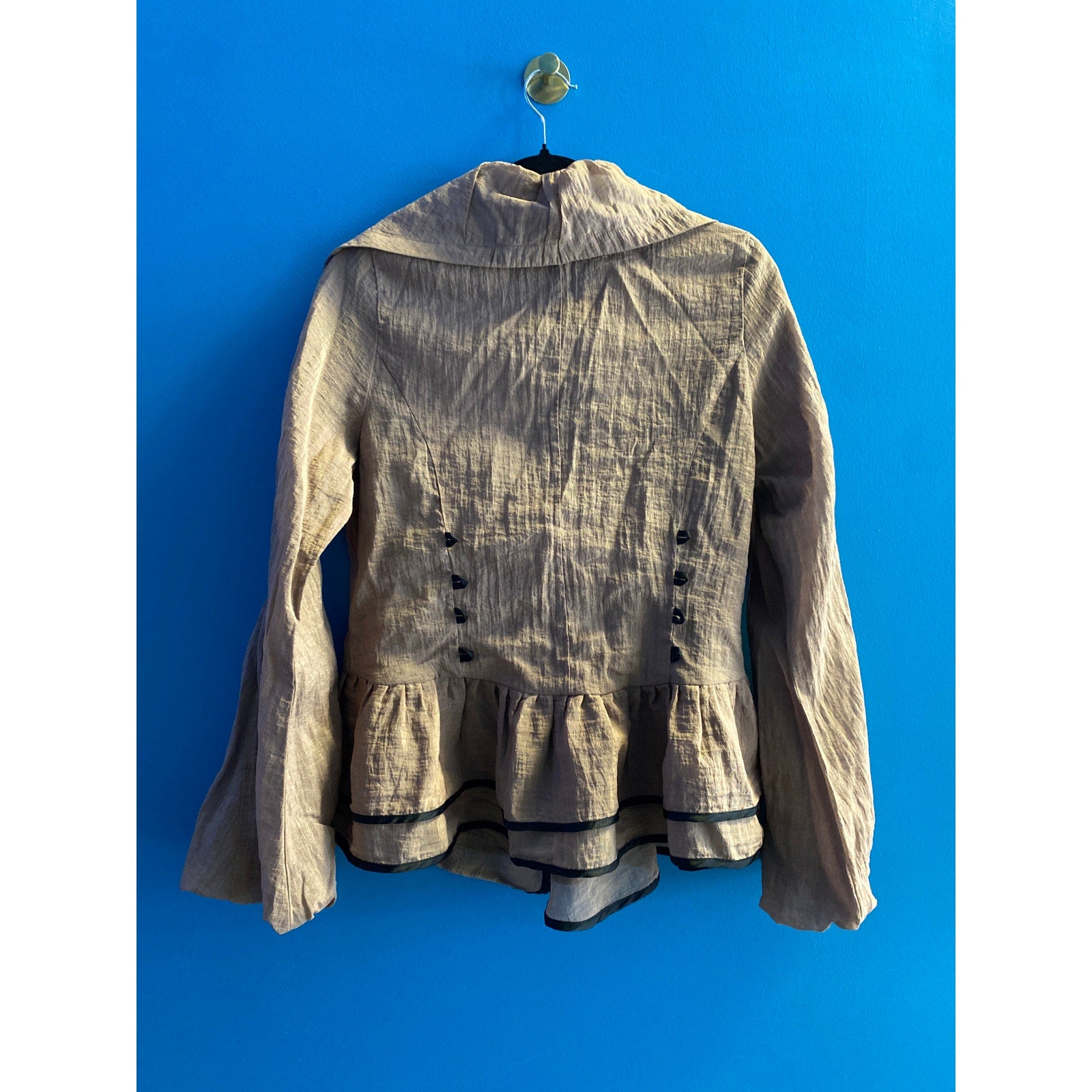 Vintage 90's Design Today's Tan Metallic Flared Sleeve Two Button Jacket Medium