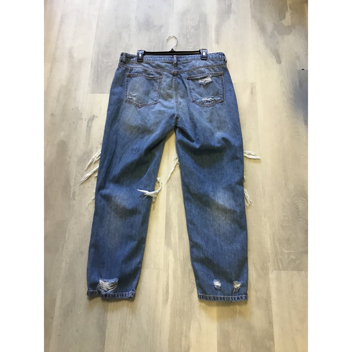 Fashion Nova Ultra-Distressed Straight Leg Jeans Blue Denim Women's Size 15
