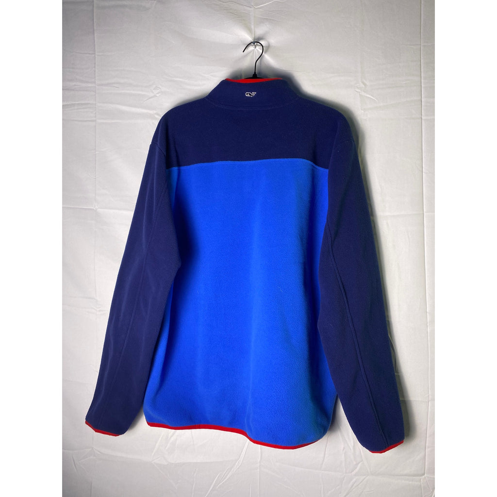 Vineyard Vines Blue Orange Colorblock Snap Fleece Pullover Sweater Men's Large