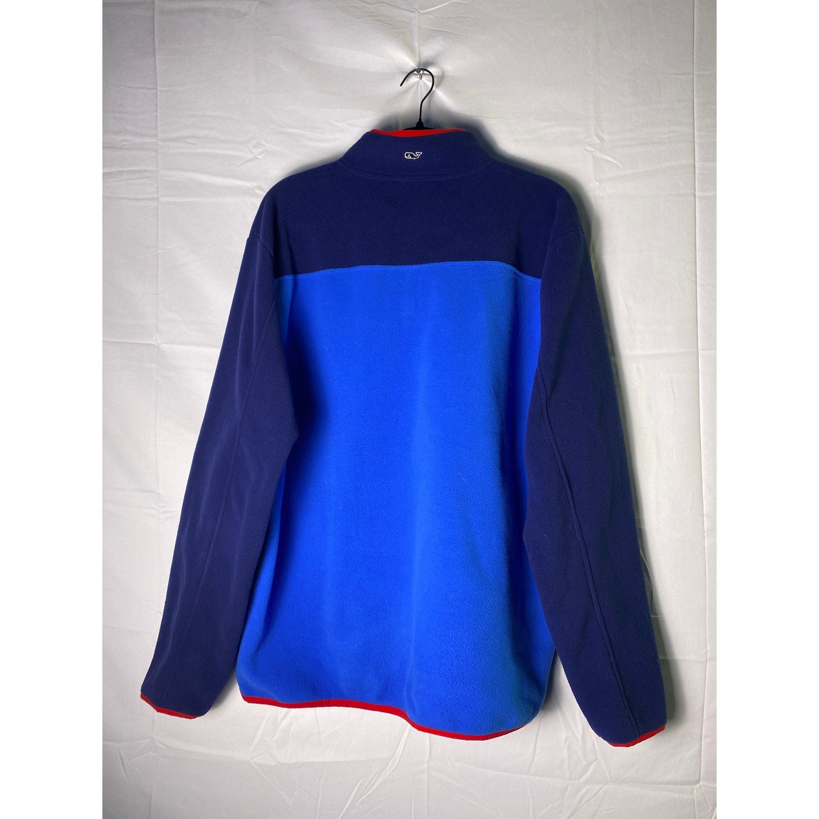 Vineyard Vines Blue Orange Colorblock Snap Fleece Pullover Sweater Men's Large