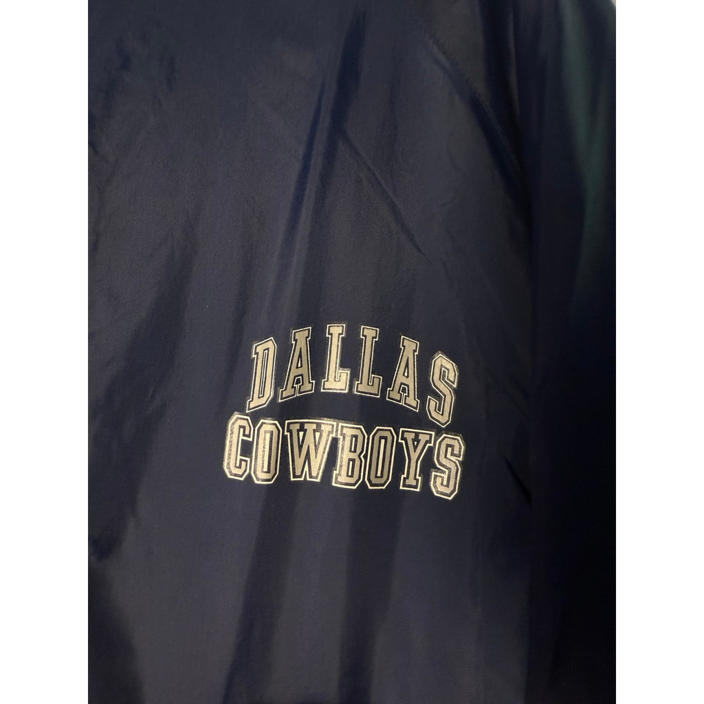 Vintage Logo 7 Cowboys Satin Button Snap Full Zip Navy Windbreaker Jacket XL