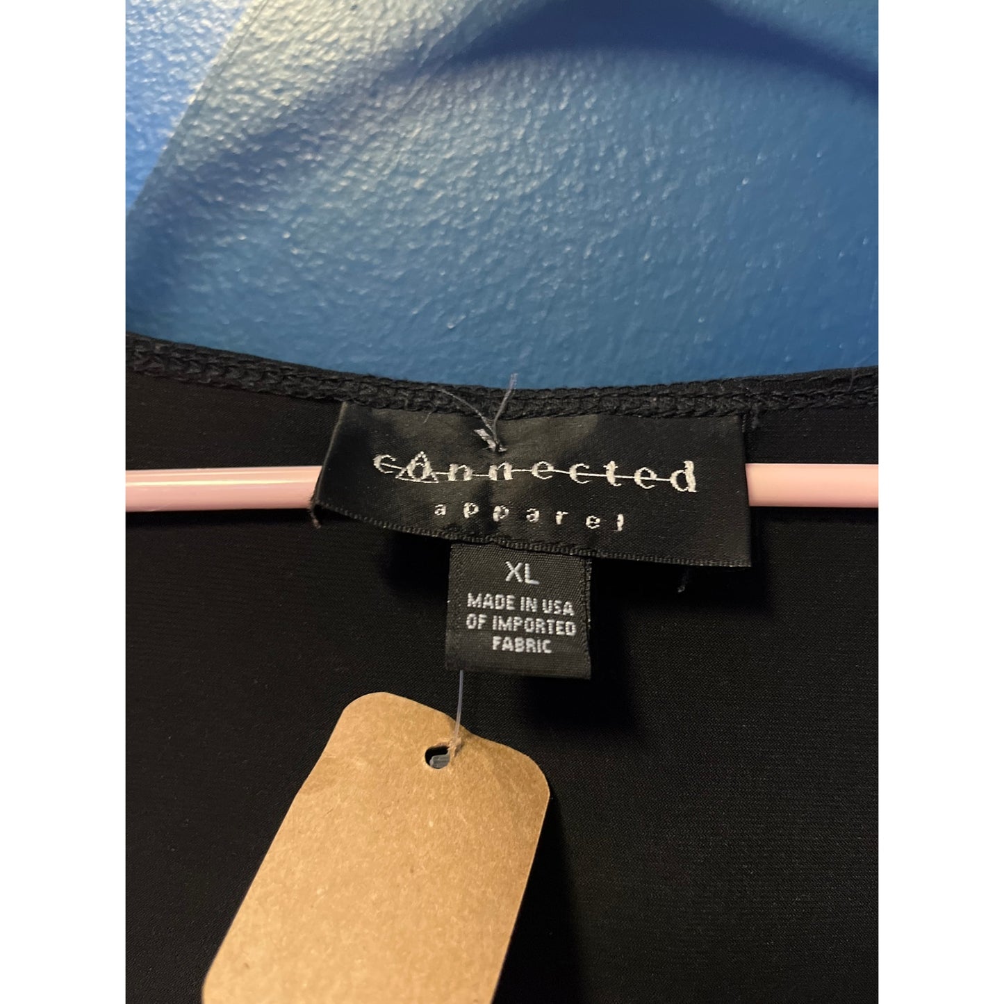 Connected Apparel Black Front Twist Crop Top Long Sleeve Women's Size XL