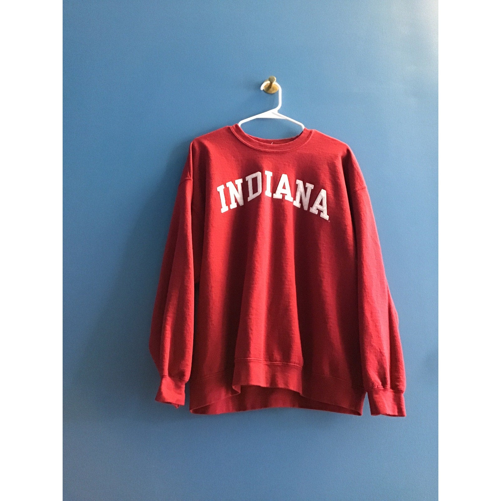 Y2K IU Indiana University Red Crew Neck Pullover Sweatshirt Women's Size XL