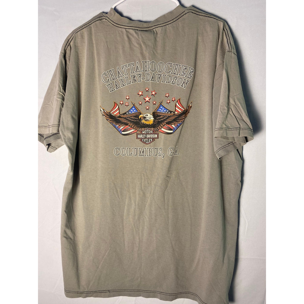 Harley Davidson 1903 Chattahoochee Columbus, CA Graphic Print Gray Shirt L/XL