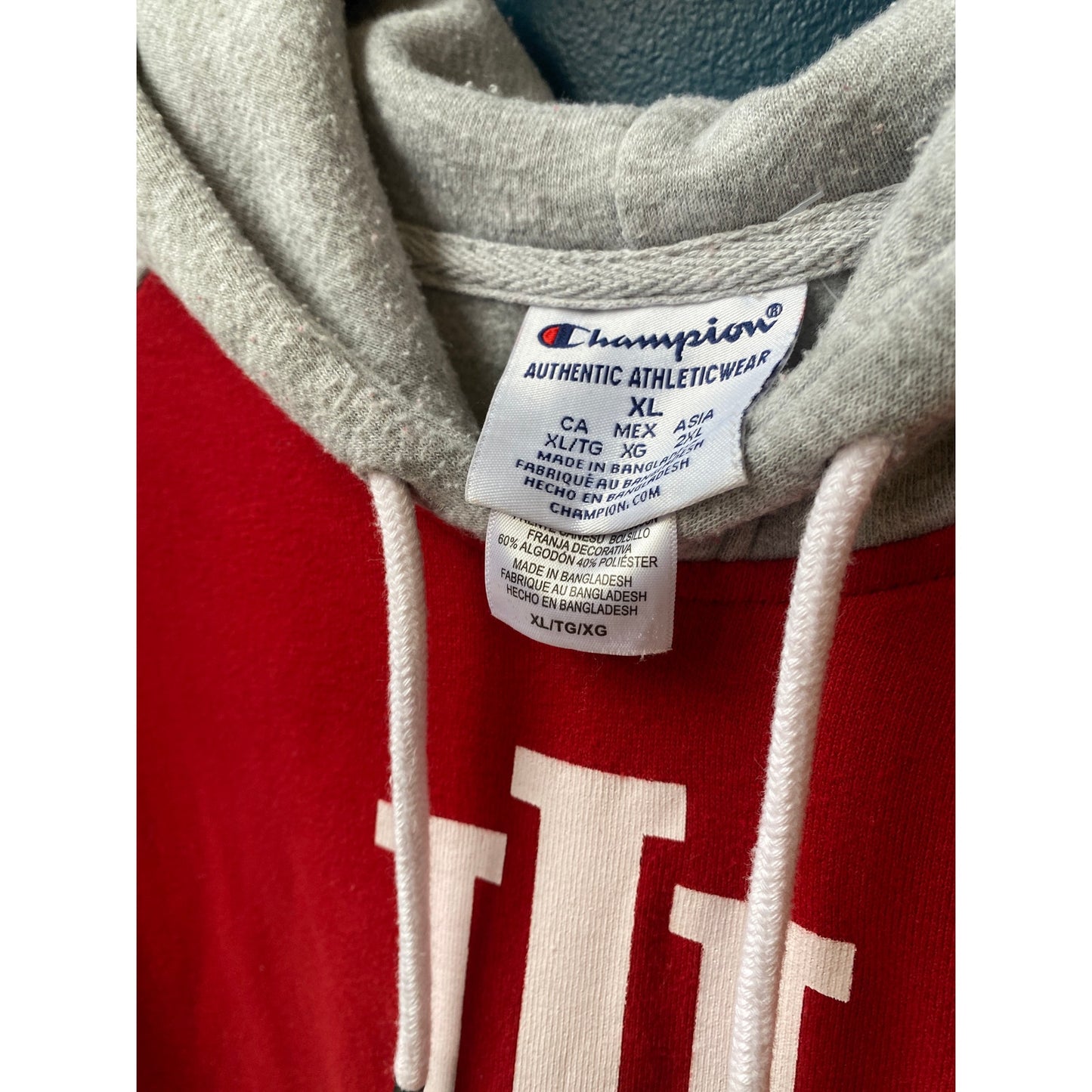 CHAMPION Y2K Indiana Hoosiers Hoodie Grey Pullover Drawstring Men's Size XL