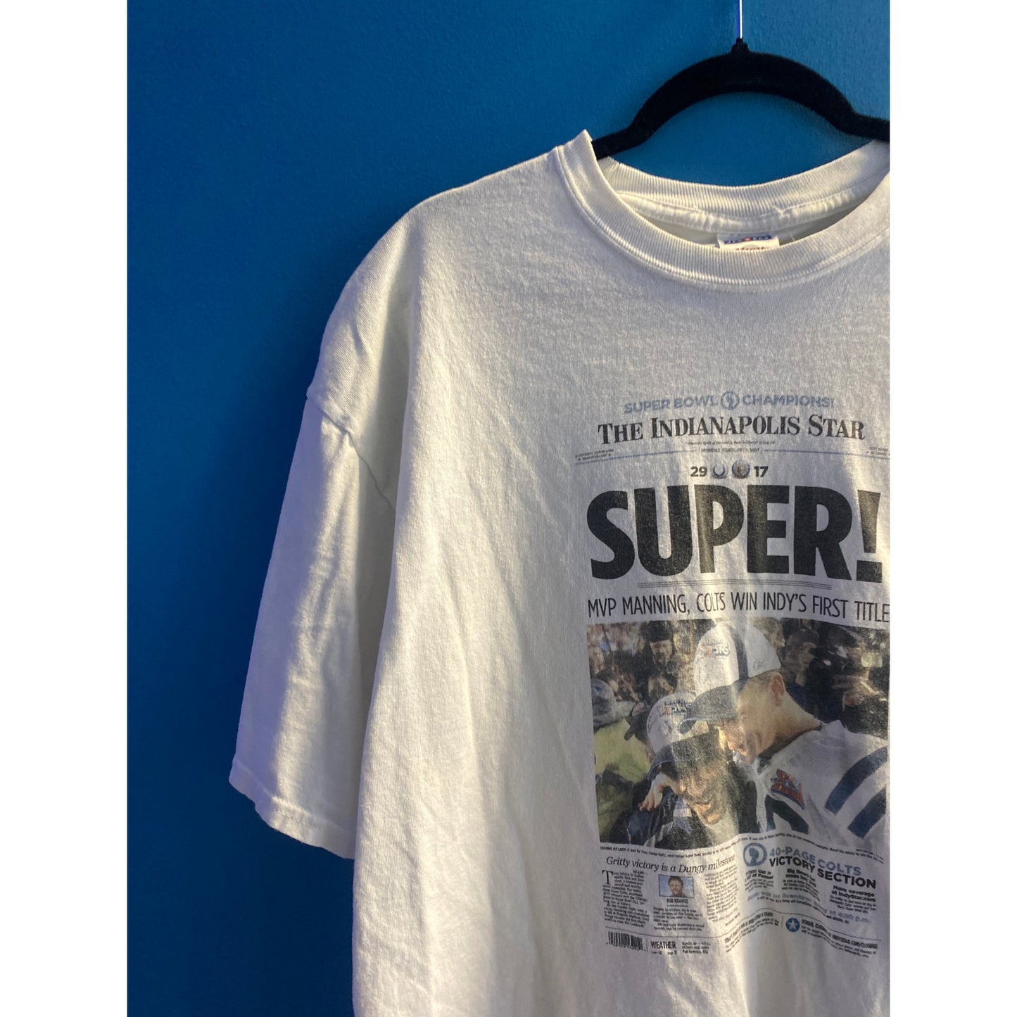 Vintage Super Bowl Indianapolis Colts Peyton Manning NFL Football Shirt Size XL