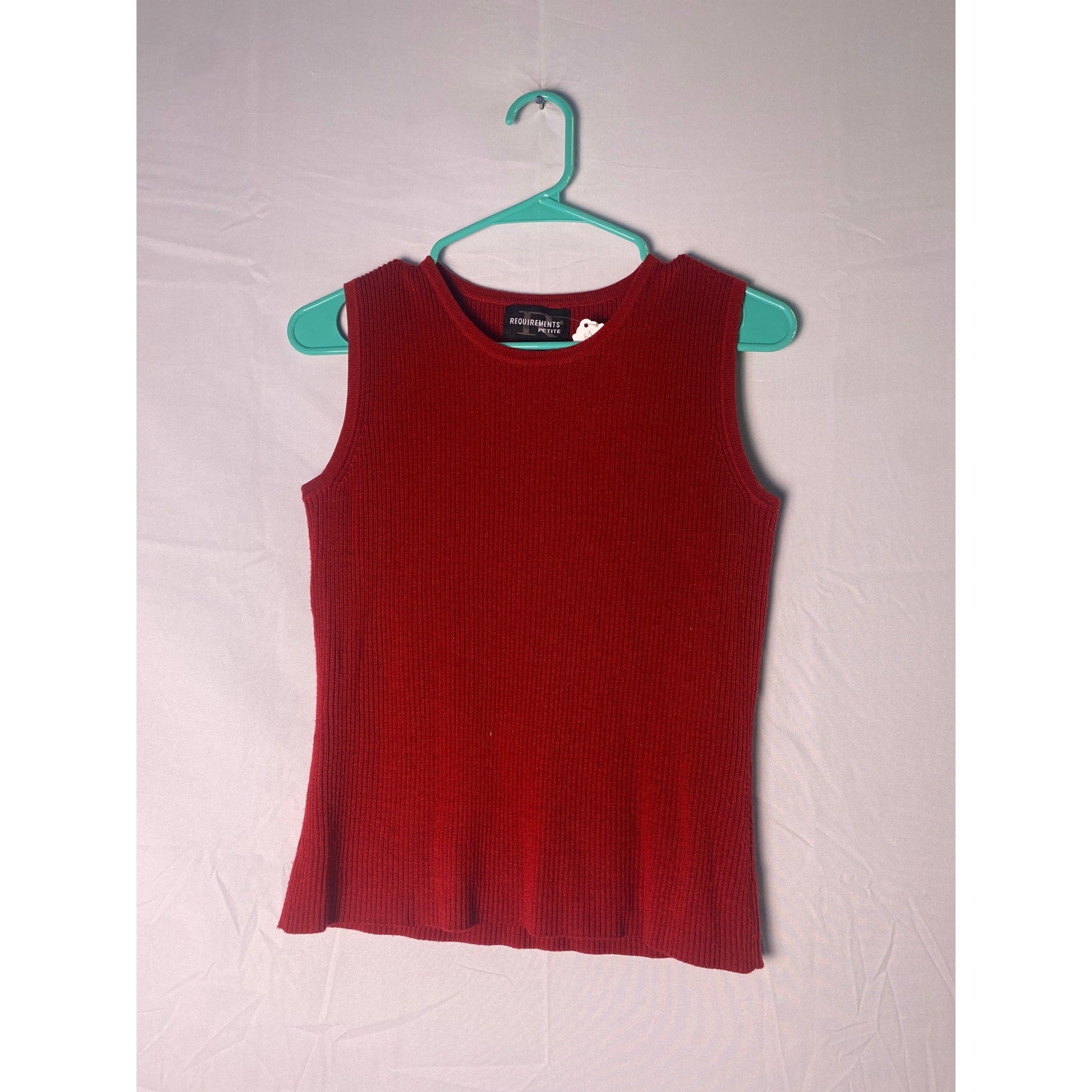 Requirements Red Rib Knit Tank Top Vest Sweater Women's Petite Medium