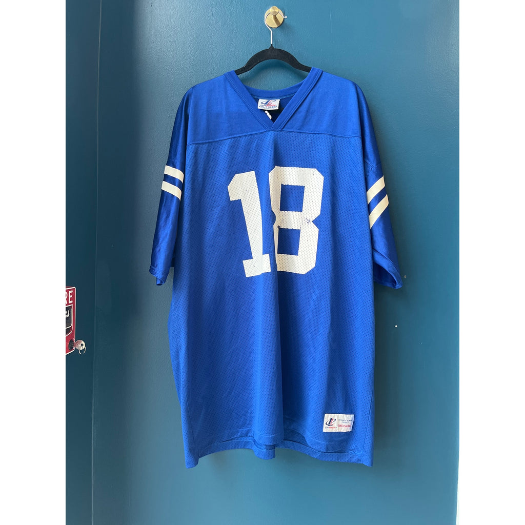 Logo Athletic #18 Peyton Manning NFL Blue V-neck Jersey Shirt Men's Size XXL
