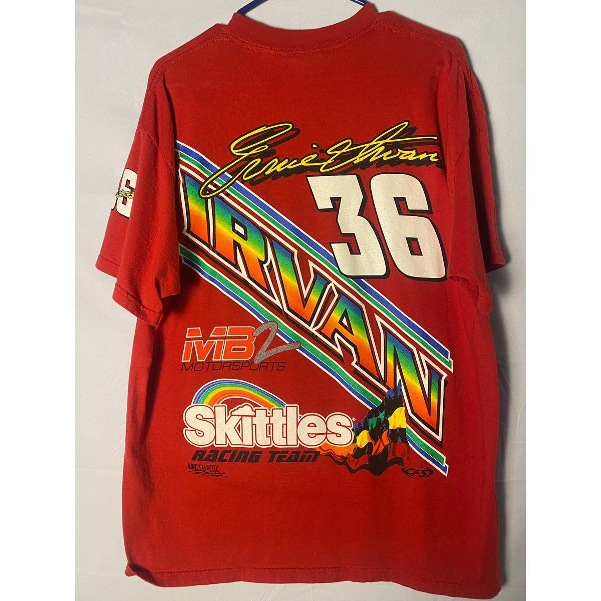 Delta NASCAR Skittles Taste The Rainbow Racing Graphic Red T-shirt Men's Size XL