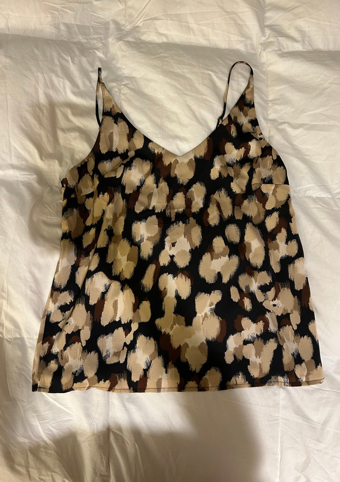 Banana Republic Satin Classic Camisole Tank Top Printed Black Women's Small NWT