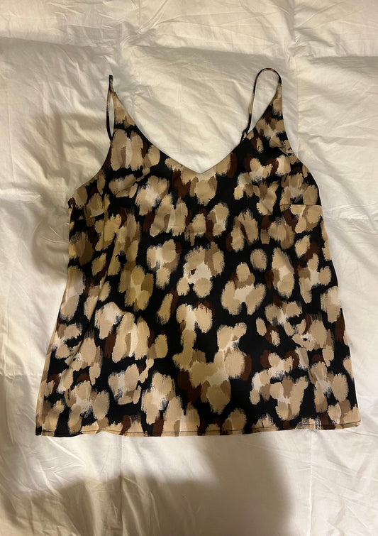 Banana Republic Satin Classic Camisole Tank Top Printed Black Women's Small NWT