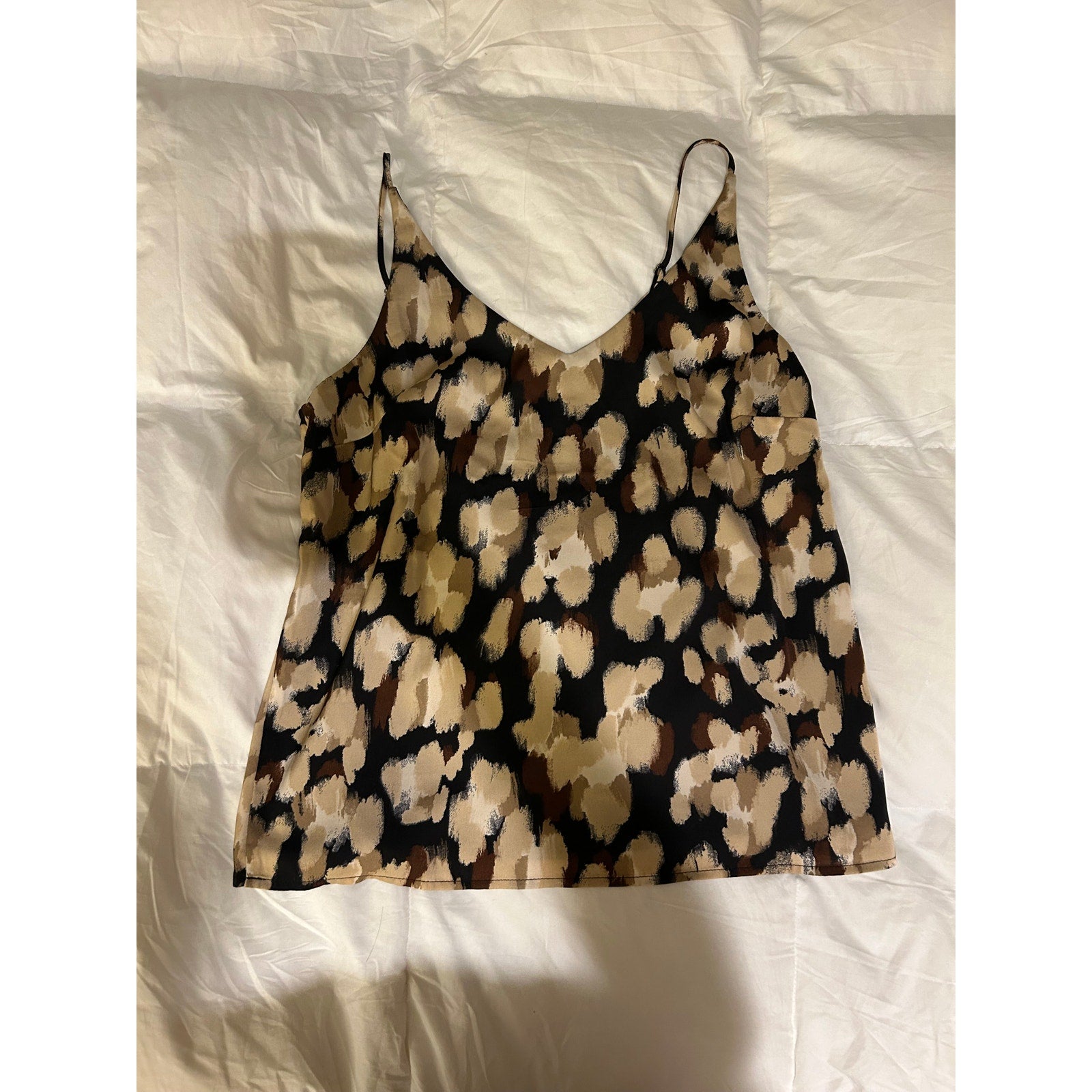 Banana Republic Satin Classic Camisole Tank Top Printed Black Women's Small NWT
