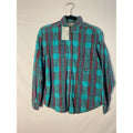 Vintage 80s Jeanswear Green Geometric Flannel Western Shirt Button Up Medium