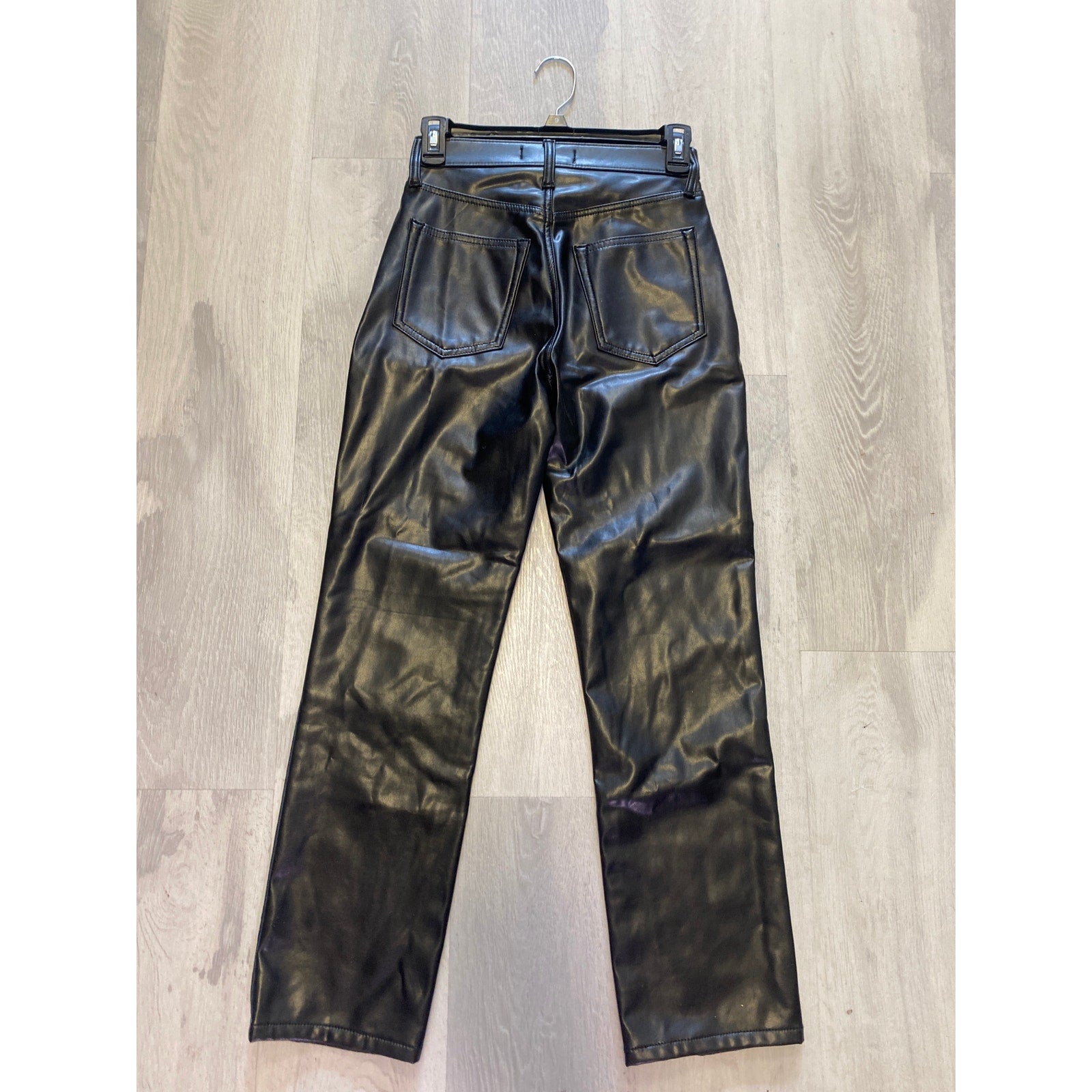 Abercrombie & Fitch The Ankle Straight Ultra High Rise Black Leather Pants 25/0
