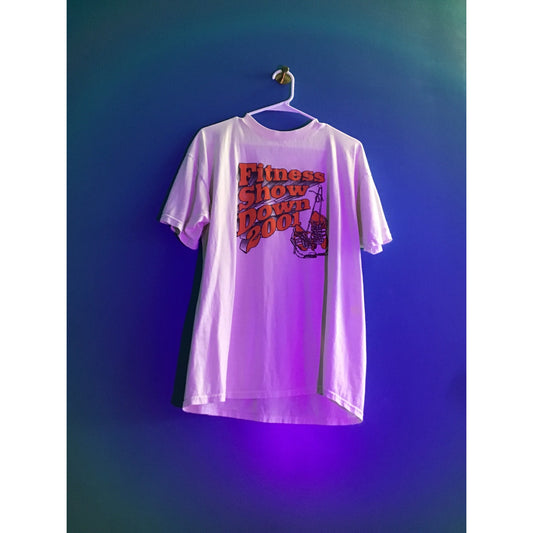 Fruit of the Loom IU Hoosiers Fitness Showdown 2001 Graphic Print White Shirt XL