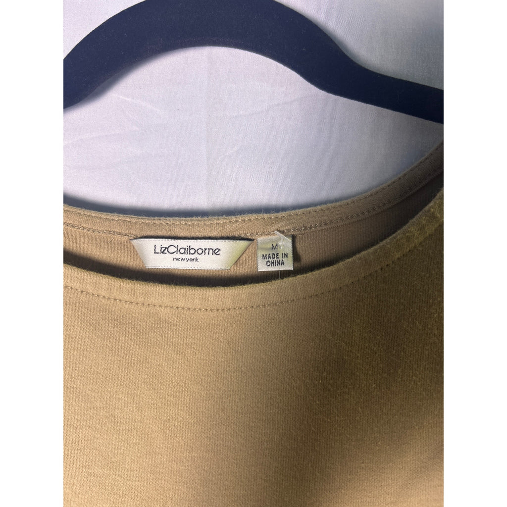 Liz Claiborne Tan Midi Sheath Dress Sleeveless Women's Size Medium
