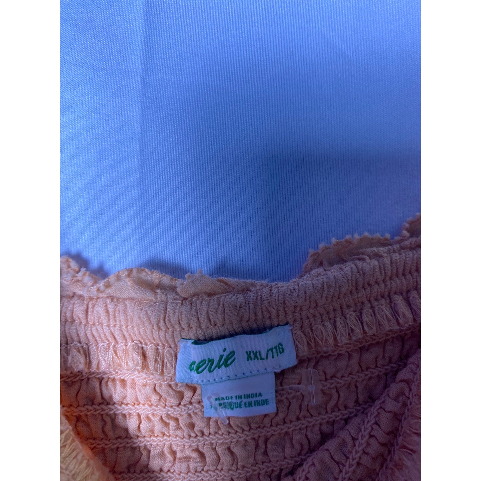 Aerie All Day Cotton Peach Tie Shoulder Smocked Babydoll Dress Women’s Size XXL
