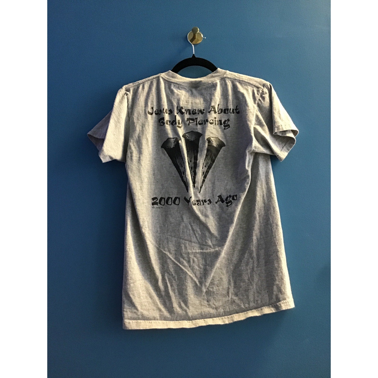 Tultex Jesus knew about Body Piercing 2000 Years Ago Printed Shirt Men's Small