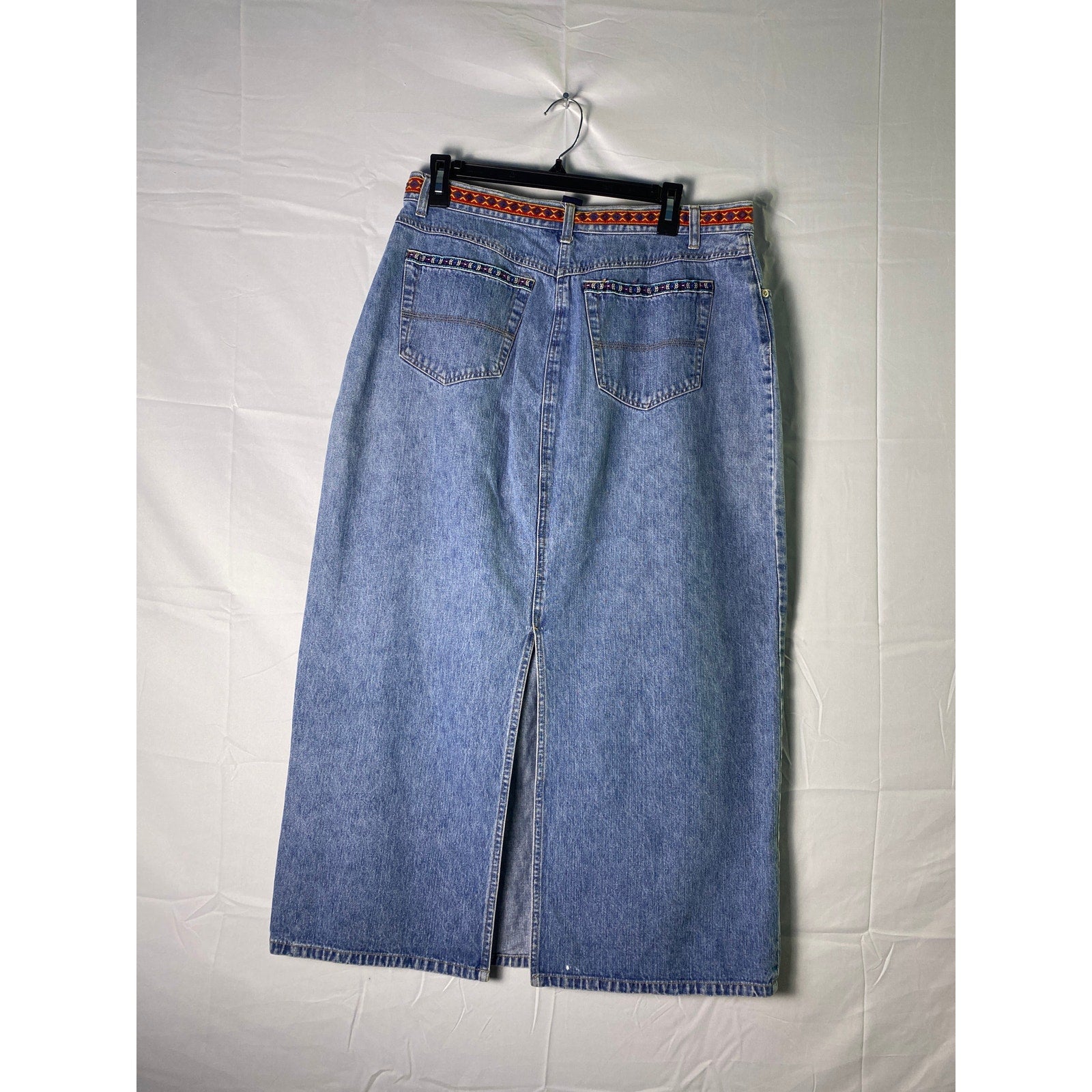 Y2K Venezia Back Slit Blue Denim Retro Maxi Skirt Women's Size 14