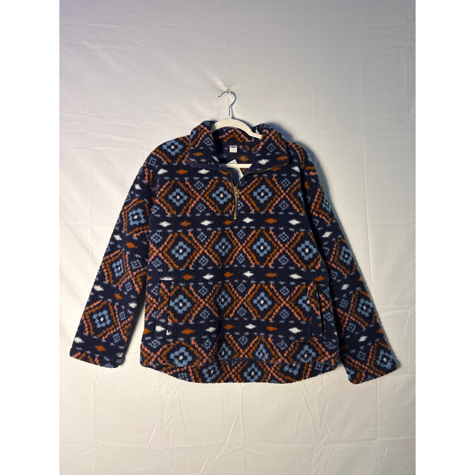 Old Navy Women's Aztec Pattern Sherpa 1/4 Zip Fleece Sweater Size Medium