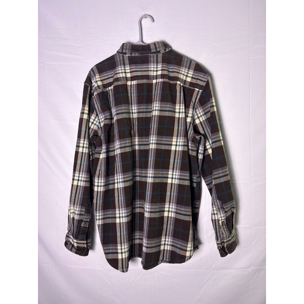 Carhartt Button Up Brown Plaid Flannel Long Sleeve Shirt Original Fit Mens Large