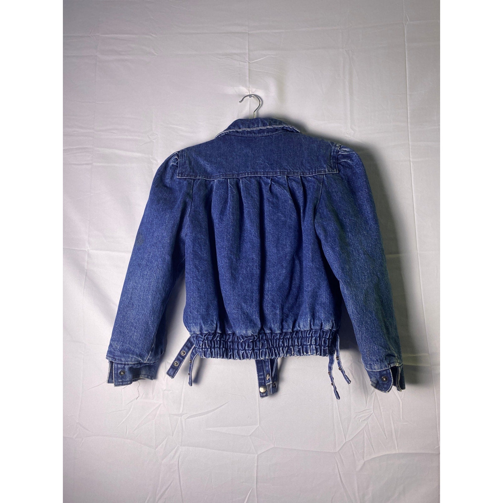 90's Blue Denim Button Up Puffer Jacket Women's Size Small