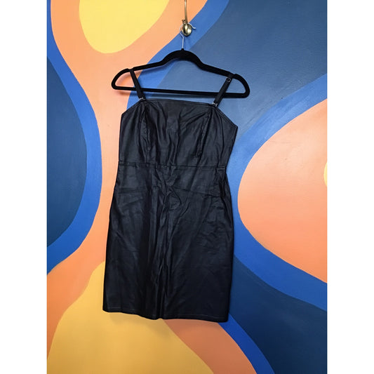 Forever 21 Black Faux Leather Bodycon Mini Dress Sleeveless Women's Fit Medium