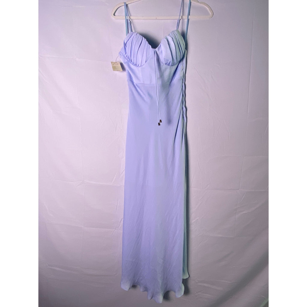 Here Comes the Sun Baby Blue Silky Satin Babydoll Slip Sundress Women's Small