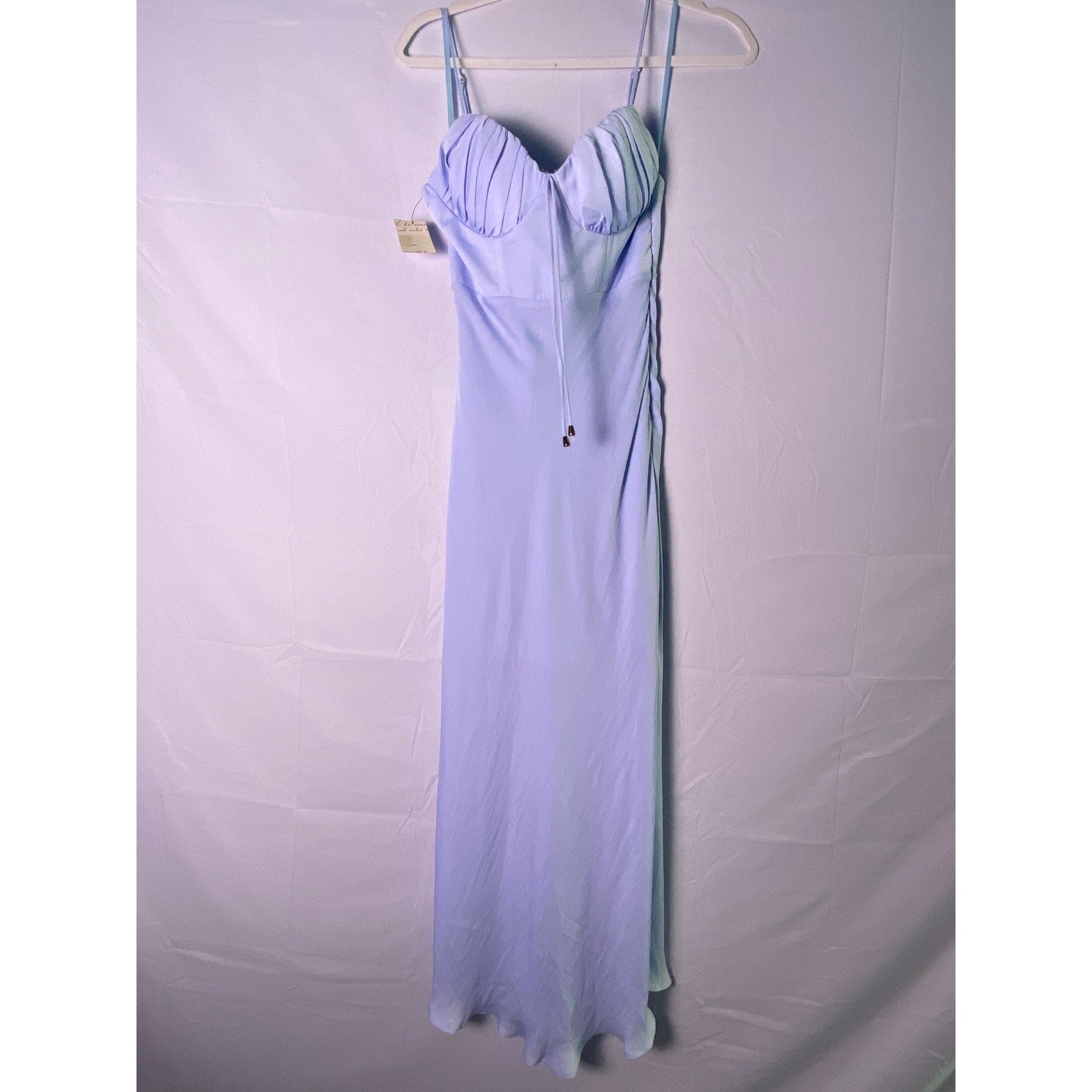 Here Comes the Sun Baby Blue Silky Satin Babydoll Slip Sundress Women's Small