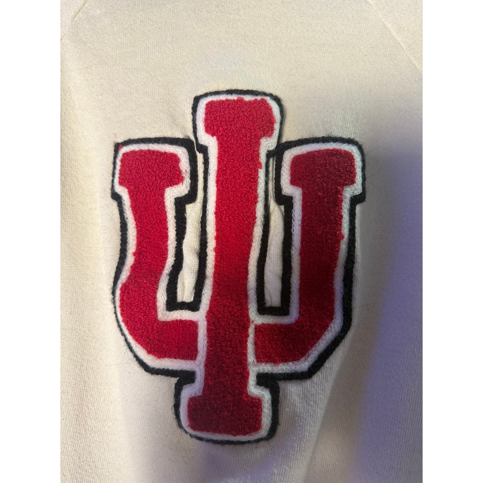 Vintage 80s IU Indiana University Hoosier Embroidered Ivory Crewneck Sweatshirt Women's Medium