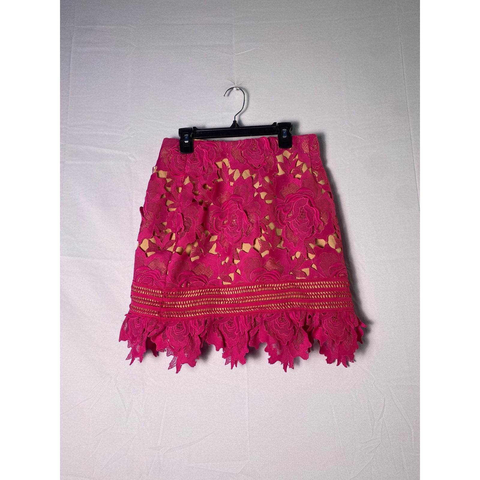 Adelyn Rae Dorinda Lace Mini Skirt Pink Floral Women's Size XS