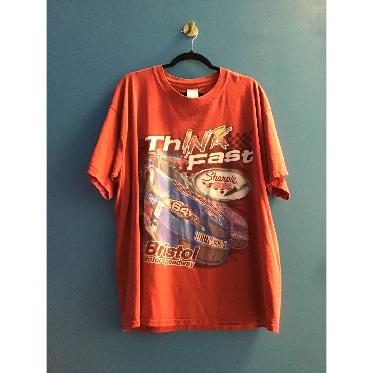 Vintage Y2K Gildan Bristol Sharpie 500 Shirt Nascar Racing Motor Speedway Car XL