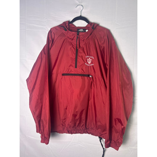 Indiana University Burgundy Hoodie Jacket 1/4 Zip Front Pocket Windbreaker XL