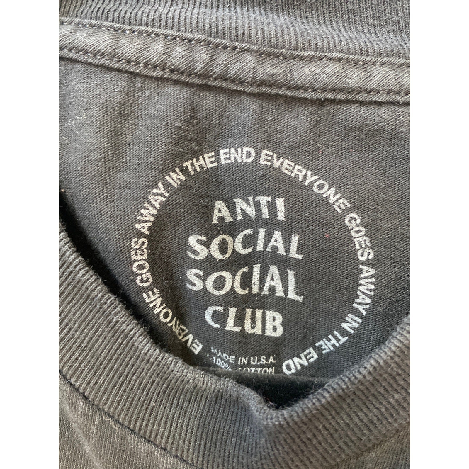 Antisocial Social Club Wave Text Graphic Print Black T-Shirt Men's Size Small