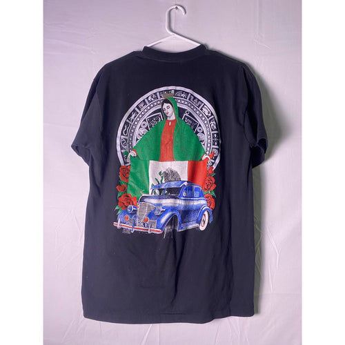 90s Vintage Low Rider Mexico Flag Black Tee Shirt Men's Size XL Graphic Print