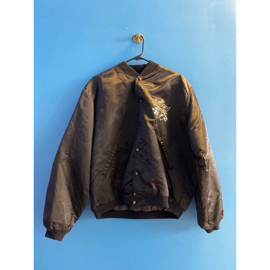 Birdie Button Snap Black Bomber Jacket Kelly Estey Racing Team #37 Men's Large