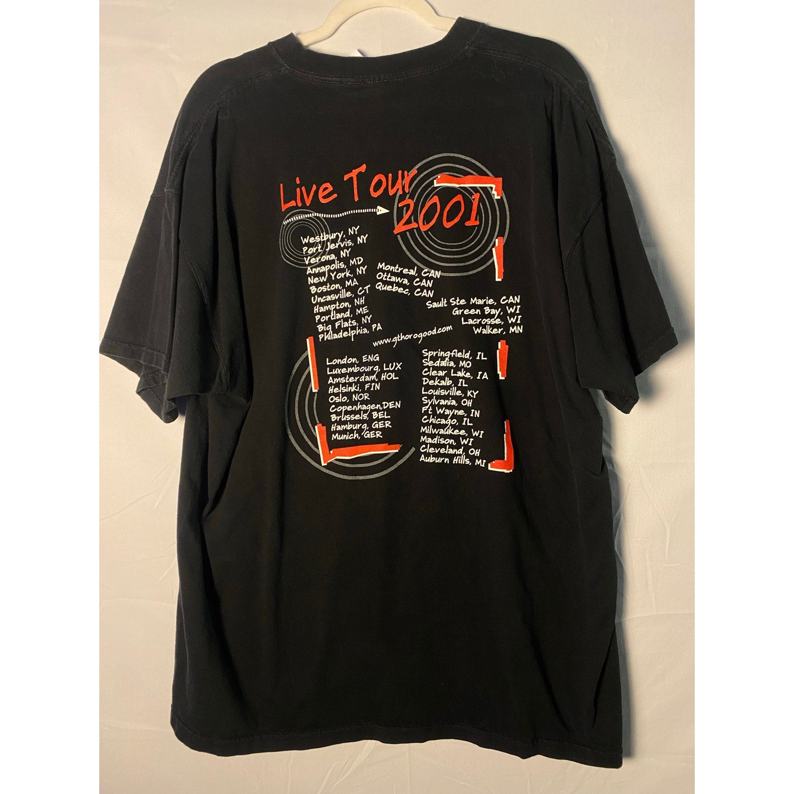 2001 George Thorogood and The Destroyers Graphic Print Black Shirt Mens Size 2XL