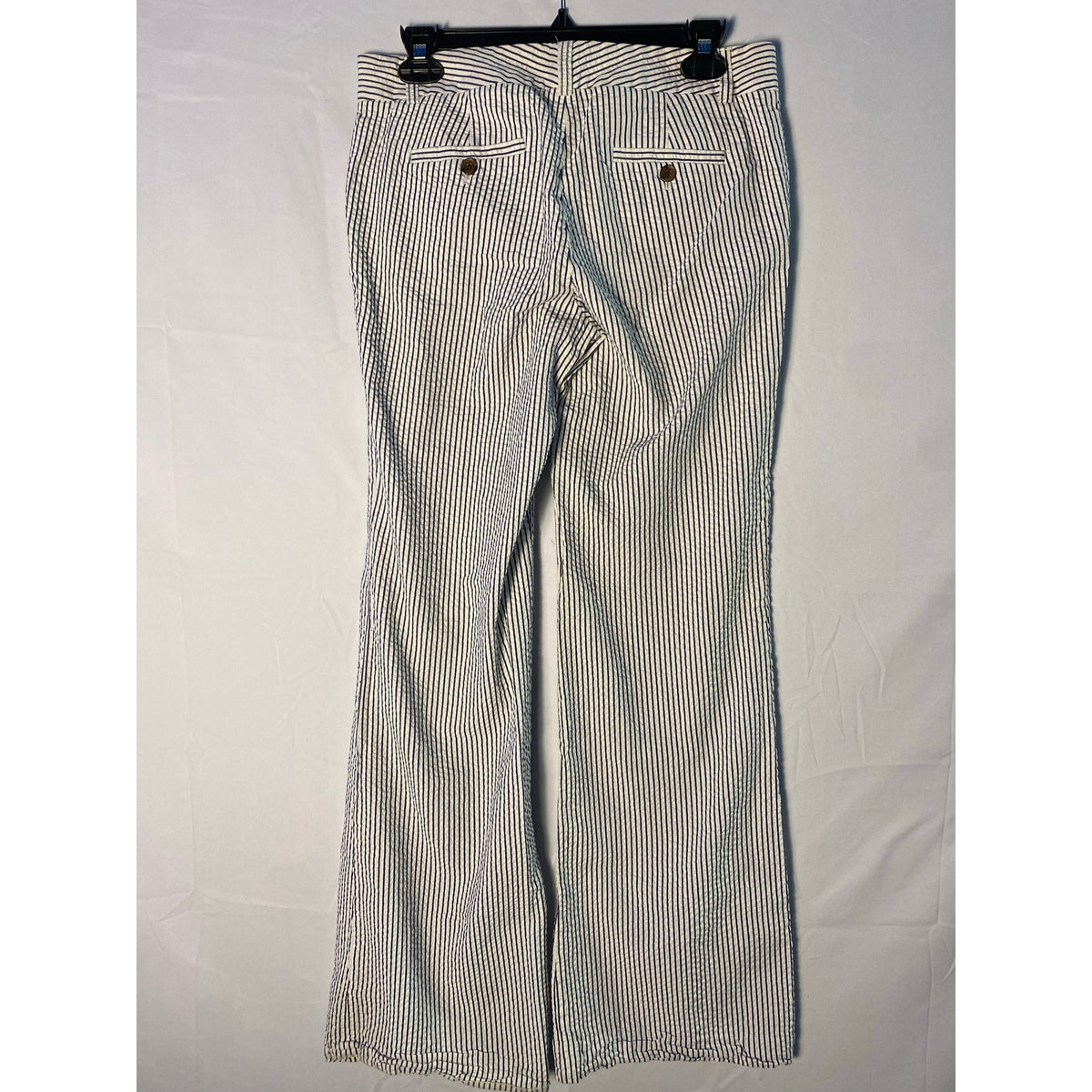 J.Crew Linen Blend White Blue Striped Bootcut Pants Women's 6 Career Business