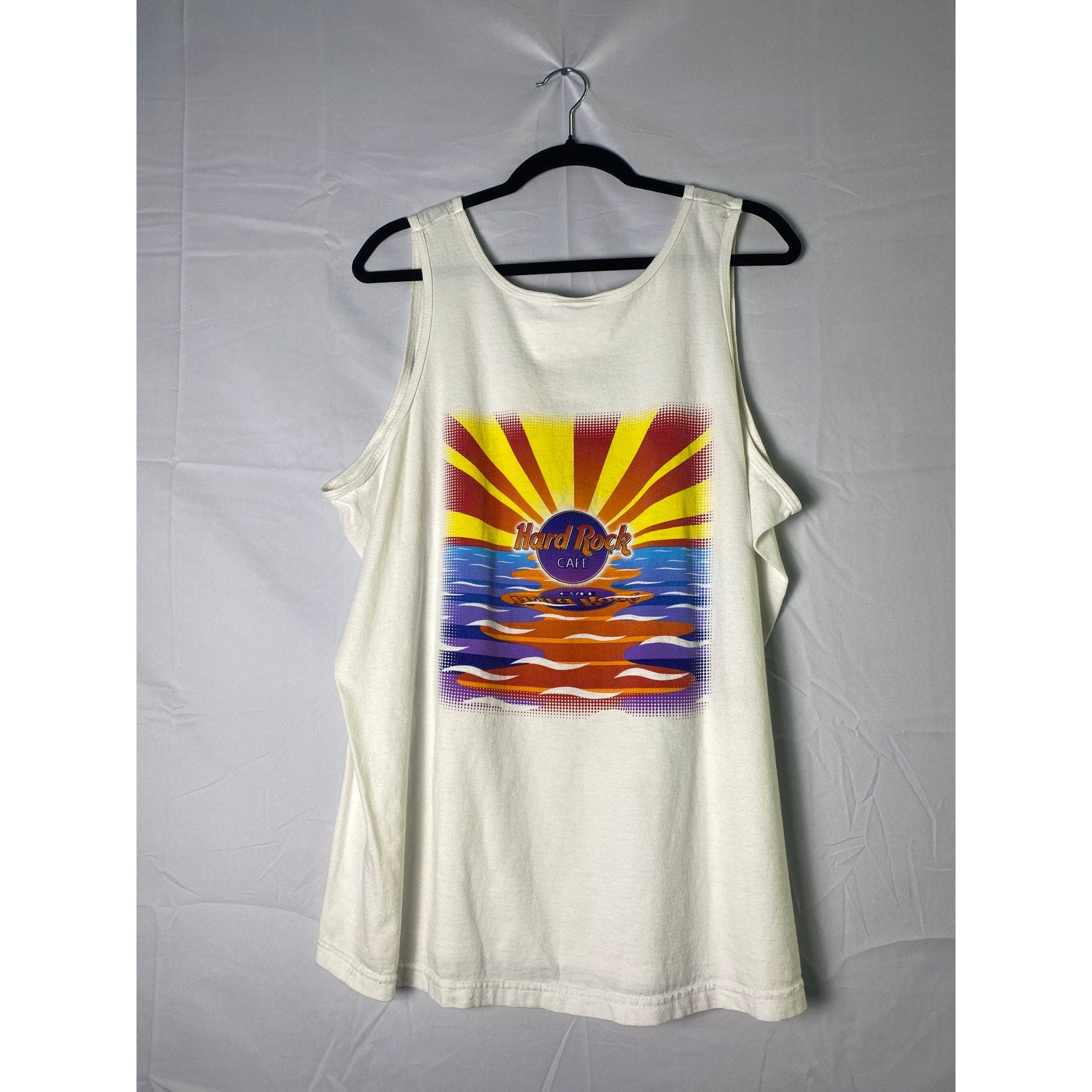 Vintage Hard Rock Cafe ORLANDO Beach Sunset Print Tank Shirt Adult Size XL