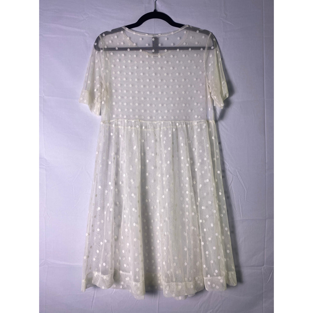 AGNES & DORA Ivory Polka Dot Mesh Babydoll Dress Women's Size Small