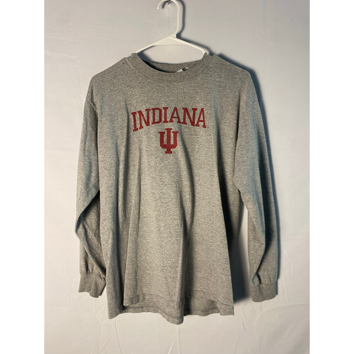 Steve &amp; Barry’s INDIANA Hoosier Logo Graphic Print Gray Shirt Long Sleeve Medium