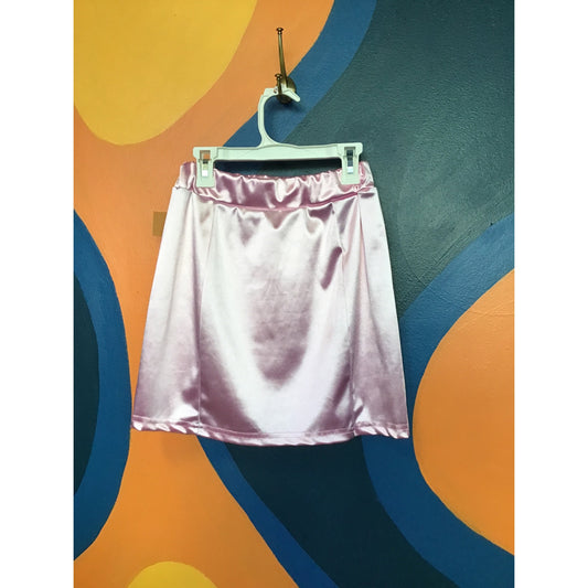 Handmade Pink Stretch Baby Satin Mini Skirt Pull On Women's Size XS-M