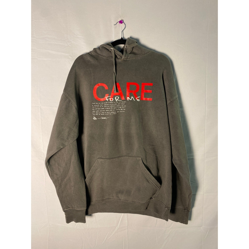 Saba Pivot Gang CARE FOR ME Gray Pullover Hoodie Sweatshirt Men's Medium