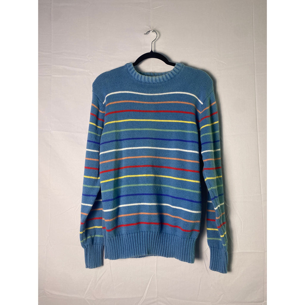 Vintage Givenchy Monsieur Blue Stripe Crew Neck Pullover Sweater Women's Large