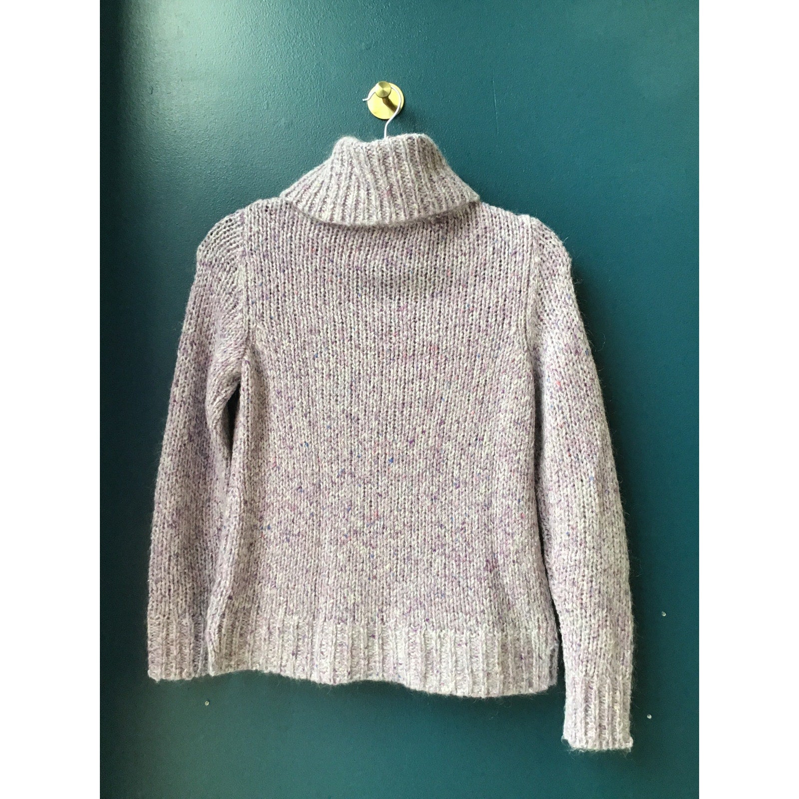 Talbots Turtleneck Purple Pink White Knit Pullover Sweater Women's Small Petite