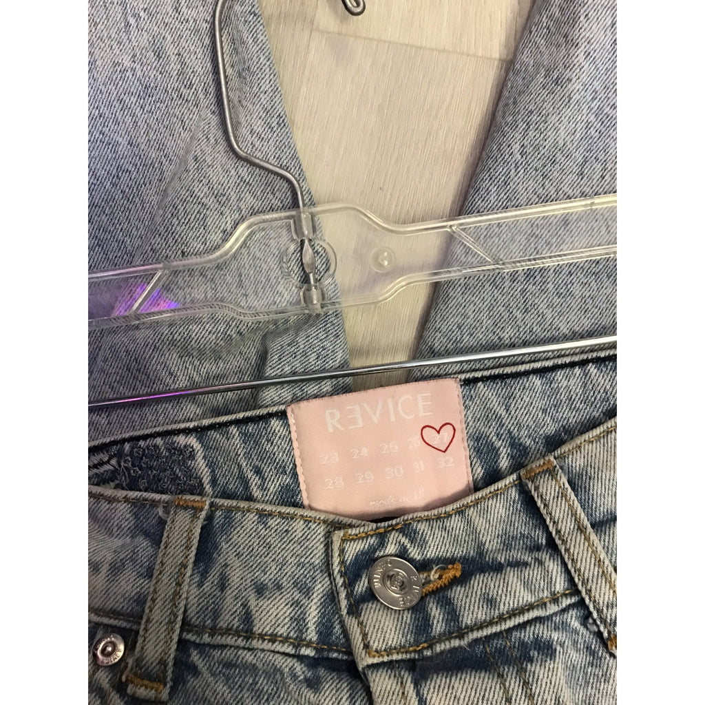 Revice Light Wash Distressed Denim Jeans Straight Leg Pockets Women's Size 27